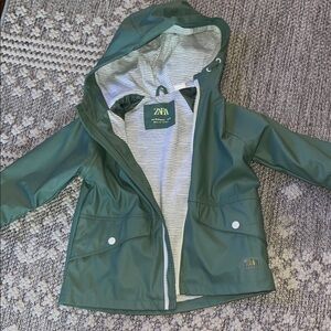 Zara Kids Forest Green Hooded Raincoat